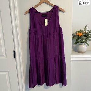 NWT DEREK LAM Purple Silk Swing Mini Dress 6